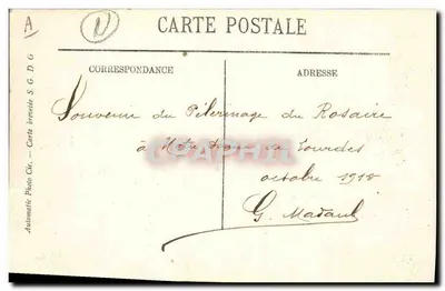 Lourdes — Ricordo del pellegrinaggio del Rosario — Automatique Photo Cie — Verso