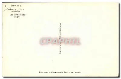 Szenen und Typen Algeriens — Die Fruchthändler — Serie Nr. 3 — Rückseite
