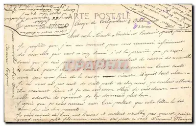 Camp de Coëtquidan — Um instante de descanso nas tendas — R. Minyielle, édit. Coëtquidan — Verso
