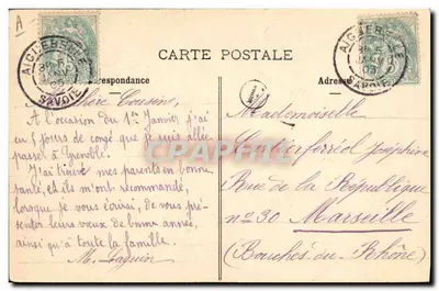 Costumes de Savoie (Arves) — deux femmes en tenues traditionnelles — E.R.C. n°4 — Verso