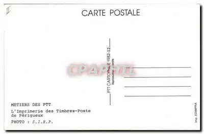 Imprensa dos Selos Postais — Périgueux — Editor S.I.R.P. — Verso