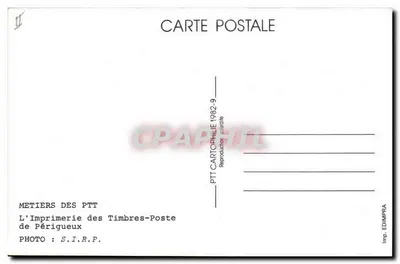 Bobinas de impressão — fabricação de selos postais — PTT Périgueux — Verso