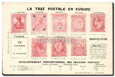 Die Postgebühr in Europa — Sammlung des « MATIN »