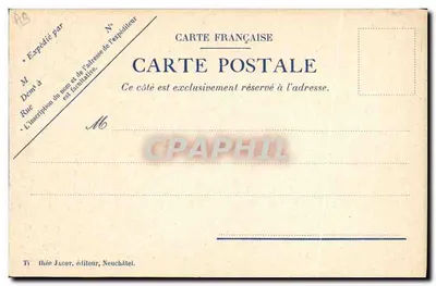 Carta postal de amor — jogo de selos e frases — Théodore Jacot, Neuchâtel — Verso