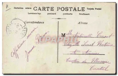 Carta postal amorosa com selos e texto — editor Carte Postale, número de série não visível — Verso