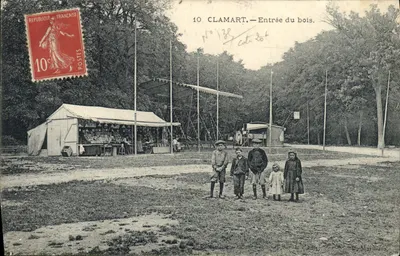 Bilhete postal antigo Festa de Clamart Entrada do bosque