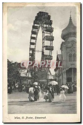 Bilhete postal antigo Festa de Carroça Viena Prater Riesenrad
