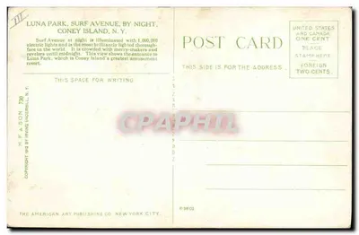 Luna Park, Surf Avenue — notte — H.F. & Son, N.Y. — Verso