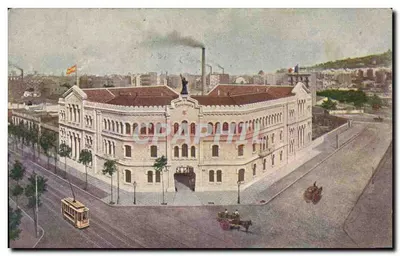 Edificio de la Estación de Barcelona — vista aérea — Tarjeta Postal Universal Española