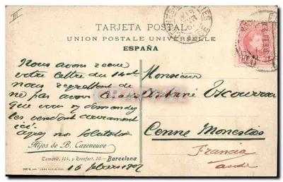Edificio de la Estación de Barcelona — vista aérea — Tarjeta Postal Universal Española — Verso