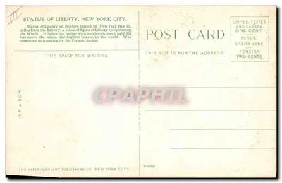 Statua della Libertà, New York City — H.F. & SON, editore, n° R-41097 — Verso