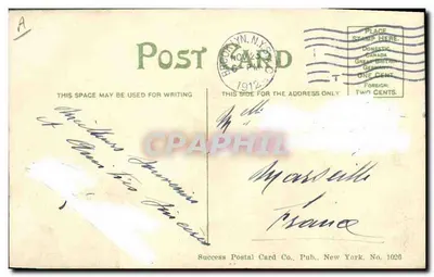 Statue of Liberty, New York — Success Postal Card Co. Pub., New York, No. 1026 — Verso