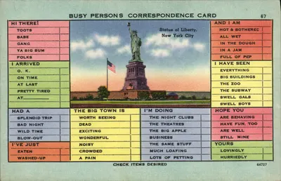 Statue of Liberty, New York City — Busy Persons Correspondence Card n°67
