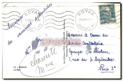 Port Royan — Widok statków — Wydawnictwo TITO - Bordeaux — Rewers