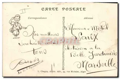 Bambino berbero sorridente — cartolina di auguri — L. Chagny, editore, 44 rue Michelet, Alger — Verso