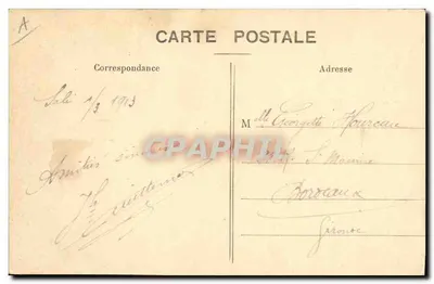 Le Charmeur — Karikatur eines Mannes mit einer Schlange — J. Boussuge, Casablanca, 1909 — Rückseite