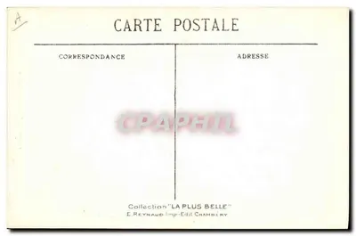 Kleding van Savoie (Tarentaise) — Onderwerp: vrouw in traditioneel kleding — Uitgever: E. Reynaud, Imp.-Edit. Chambéry, n° 43 — Achterkant