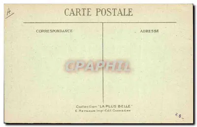 Trajes de Savóia (Tarentaise) — Sujeito: mulher em traje tradicional — Editor: E. Reynaud, Imp.-Edit. Chambéry, n° 43 — Verso