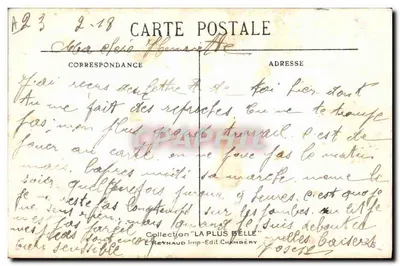 Trajes de Saboia (Fontcouverte) — Sujeto: mulher em traje tradicional — Editor: E. Reynaud, Imp.-Edit. Chambéry, n°26 — Verso