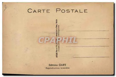 Caricatura de carteiro — com saco de correio e carta — Edições Gaby, Nantes — Verso