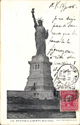 Statue of Liberty — vue de la statue et de son socle — éditeur L.L.UST. POST CARD CO., N.Y. n°110