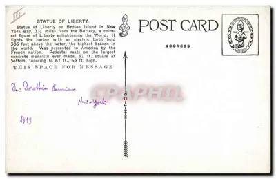 Statua della Libertà — New York Harbor — editore sconosciuto, n° 5165 — Verso