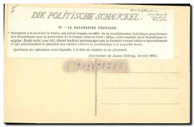 Stara pocztówka Napoleon 1er Polityczna waga — Rewers