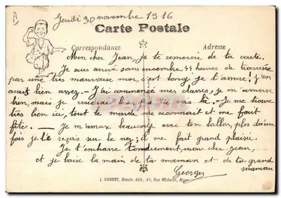 Vendedor de tapetes — caricatura — Chagny, n° 44 Rue Michélot, Alger — Verso