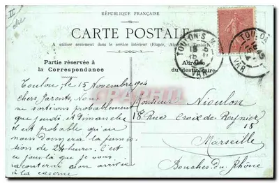 Soldados da 111ª de Infantaria, 9ª Companhia, 13ª Esquadrão — na caserna em Coulon — editor J. Dorts, Ste-Foy-lès-Lyon (Rhone), n° 93 — Verso