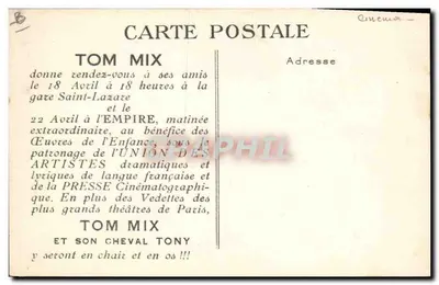 Tom Mix — uśmiechnięty kowboj — Fox Film — Rewers