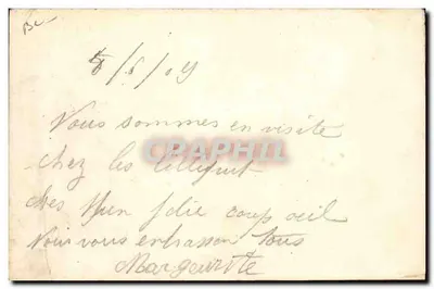 Groupe d'enfants et d'adultes — devant un édifice avec inscription — éditeur Édouard Fauquet, n° 625 — Verso