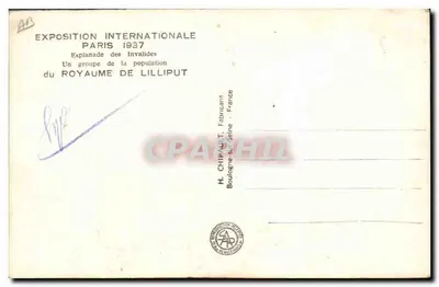 Groupe de la population du Royaume de Lilliput — Exposition Internationale Paris 1937 — H. Chipault, Boulogne-sur-Seine — Achterkant