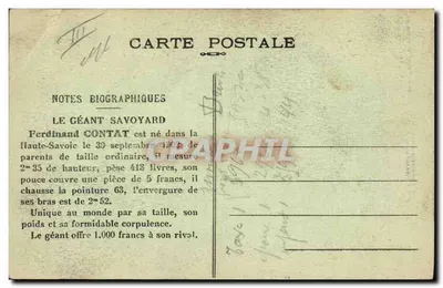 Le géant Savoyard — Ferdinand Contat — éditeur non visible — Verso