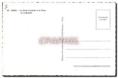 Oran — Centralna Poczta i Plac Bastilli — Wydawnictwo Alexandre Sirelly — Rewers