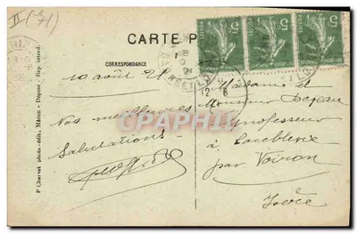 Uchizy — Estrada da estação — Correios e escola — por Chardonnay — Verso