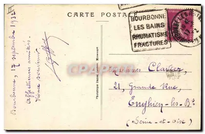 Bourbonne-les-Bains - Das Postamt — D.D. — Phototypie Daniel, Mirecourt, Serie 31 — Rückseite