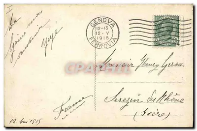 Bilhete postal antigo Bateau — Verso