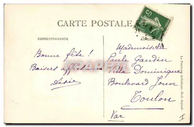 Bonne Prise — Widok żaglówki w zachodzącym słońcu — J. Geiser, fot. — Algier — Rewers