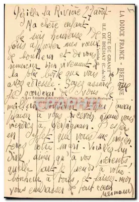 Embarcação a vela no rio — Ilha de Bréhat, Costa de Granito, Bretanha — Edições d'Art YVON — Verso