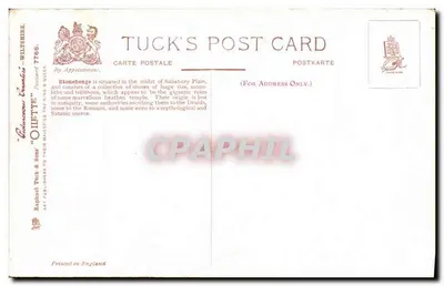 Stonehenge — Wiltshire — Tuck's Post Card n°7766 — Rewers