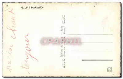 Luis Mariano — uśmiechnięty portret — Studio Harcourt — Rewers