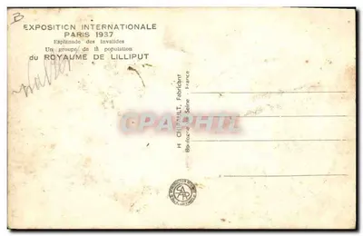 Grupa ludności Królestwa Lilliput — Międzynarodowa Wystawa Paryż 1937 — H. Chipault, Boulogne-sur-Seine — Rewers