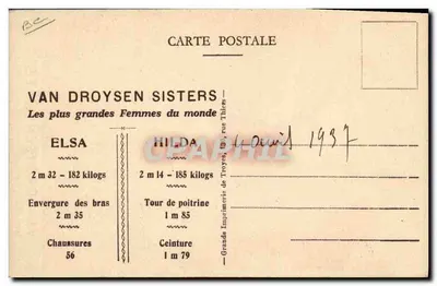 Sorellas Van Droysen — Las mayores mujeres del mundo — Imprenta de Troyes — Reverso
