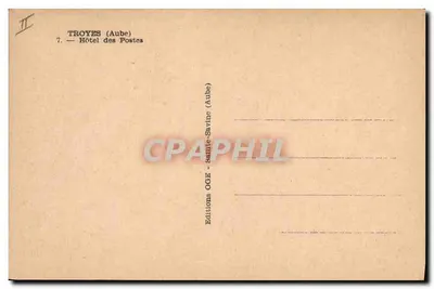 Hotel das Postas em Troyes — Aube — Edições OGH-Sainte-Savine — Verso