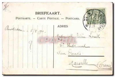 Mühle in Kollenhauw — blauer Zeichnung — Verlag Kollenhauw — Rückseite