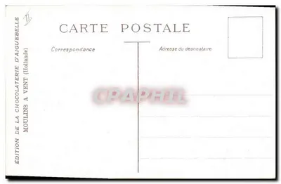 Moinho de vento — paisagem holandesa — Edição da Chocolaterie d'Aiguebelle — Verso