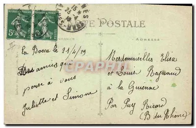 CANNES — Tartana wiatrem — B. F. — n° 122 — Rewers