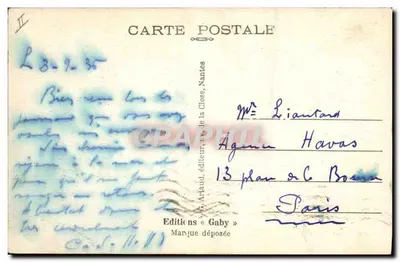 Les Sables-d'Olonne (Vendée) — Chegada de um Thonner diante da Torre d'Arundel — Editor Gaby, n° 59 — Verso