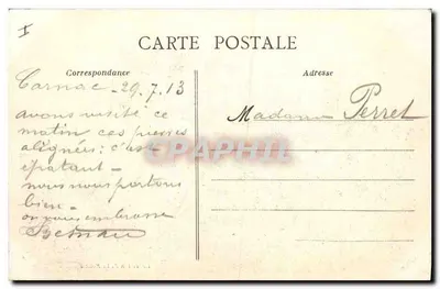 Carnac — Alinhamentos do Menec — Imprimerie Z. Le Rouxier — Verso