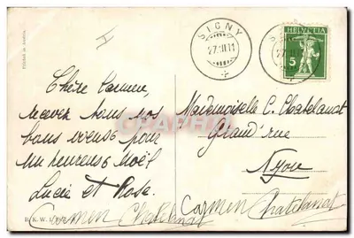 Natividade — crianças admirando o Menino Jesus — editor K. K. W. 1911 — Verso
